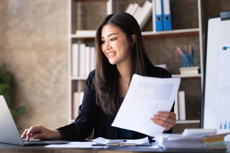 Professional woman working as a virtual CFO
